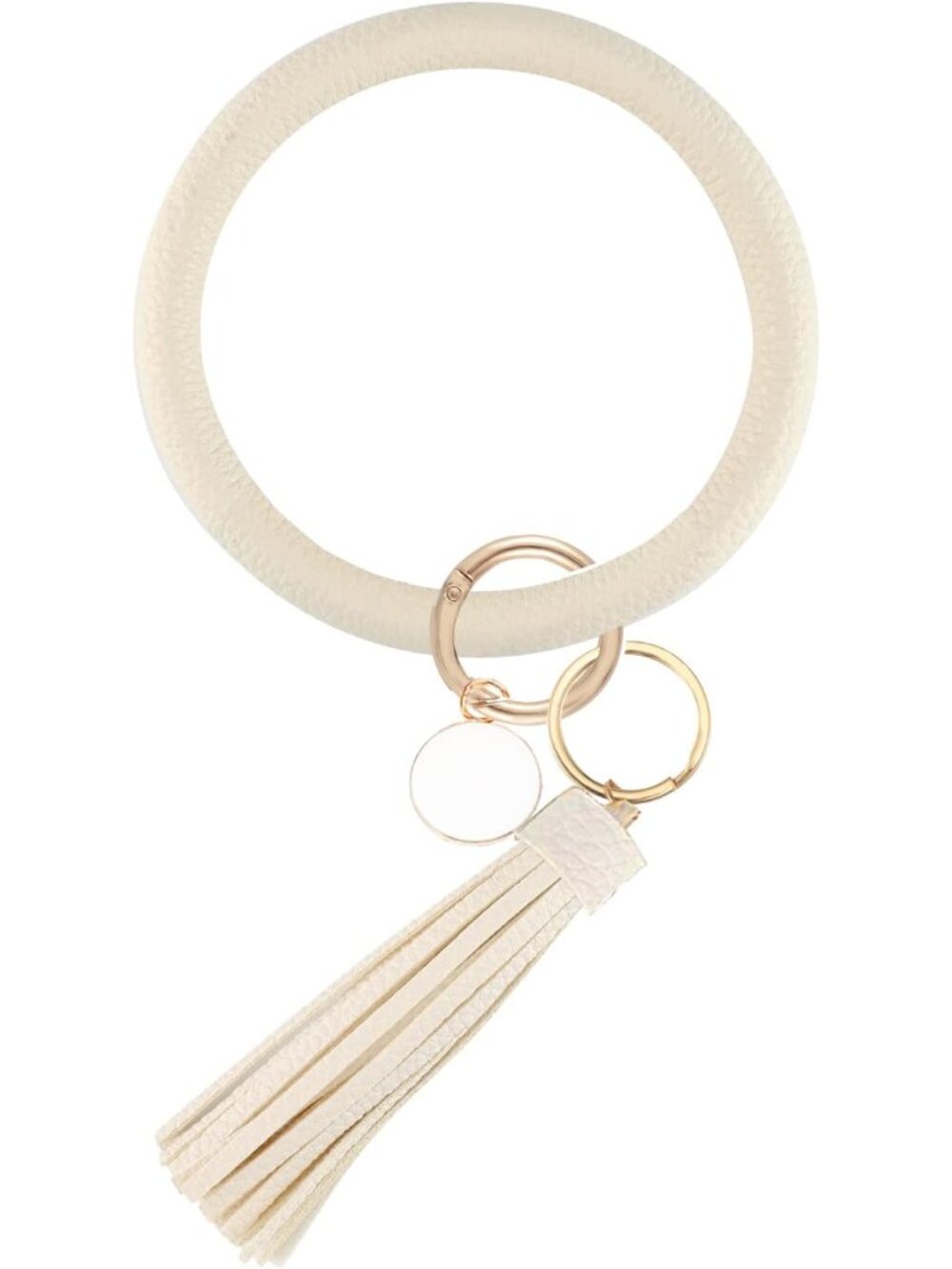 Leather Wristlet Keychain, Big O Bracelet with Tassel